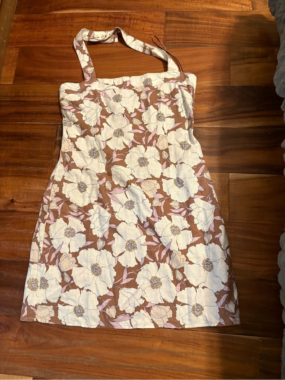 NWT Abercrombie & Fitch Floral Halter Mini Dress Brown Cream Small Petite (1028)